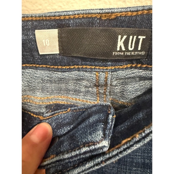 Kut From The Kloth Amy Straight Jeans Women's Size 10 Blue Denim Cuffed Cropped - Picture 3 of 10